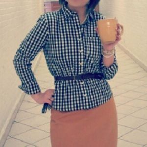 Navy and white Hollister Gingham button-down